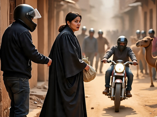 बाइक सवार बदमाशों ने महिला जज को स्कूटी को लात मारकर गिरा दिया। इसके बाद घायल हुई महिला जज से सोने की चेन लूट ली (फोटो सोर्स-मेटा एआई)।