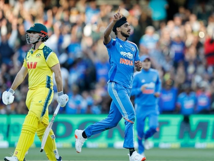 अर्शदीप सिंह ने मिचेल मार्श को कैच आउट कराया।