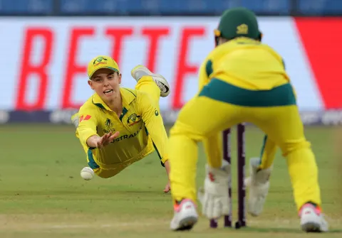 यह फोटो ऑस्ट्रेलिया की इंदौर में 22 अक्टूबर को इंग्लैंड के खिलाफ खेले गए पिछले मैच की है।