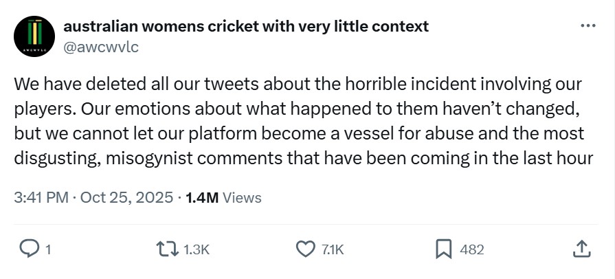 ऑस्ट्रेलियन टीम ने X पर ये मैसेज किया है।