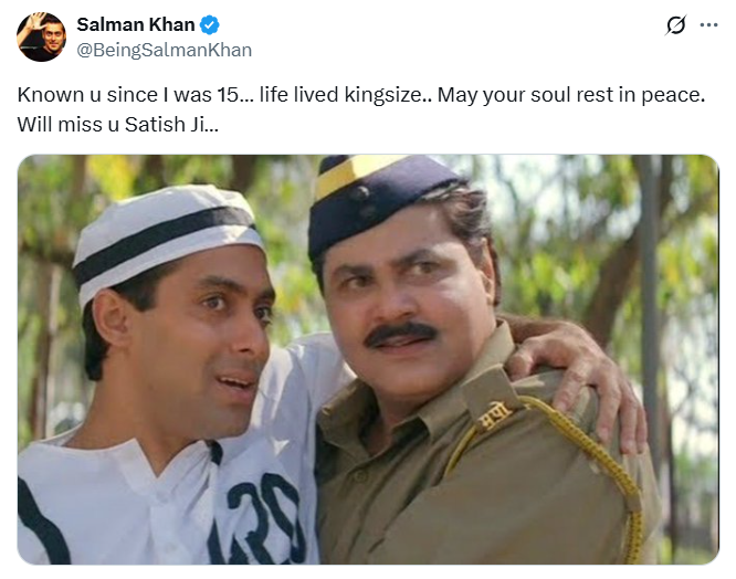 सतीश शाह यांच्या आठवणीत सलमान खान भावुक: फोटो शेअर करत म्हणाला- वयाच्या 15 व्या वर्षापासून ओळखतो, तुम्ही एक किंग साईज आयुष्य जगले सतीश शाह यांच्या आठवणीत सलमान खान भावुक: फोटो शेअर करत म्हणाला- वयाच्या 15 व्या वर्षापासून ओळखतो, तुम्ही एक किंग साईज आयुष्य जगले