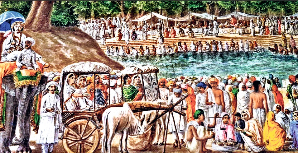 छठ पूजा की 1850 की पेंटिंग जिसे पटना कलम शैली बनाया गया है। यह लंदन की ब्रिटिश लाइब्रेरी में रखी गई है।