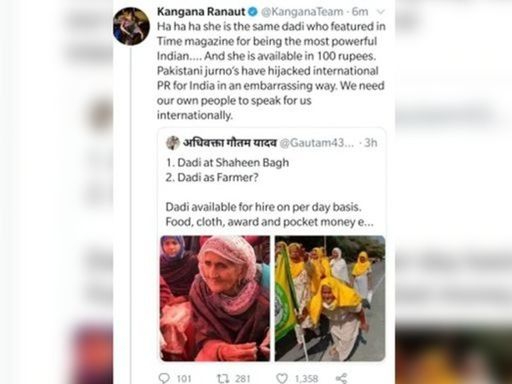 ये है कंगना का वो ट्वीट जिसके कारण विवाद शुरू हुआ।