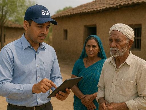 कुछ इस तरह बीएलओ सर्वे करने पहुंचेंगे। (एआई जनरेटेड)
