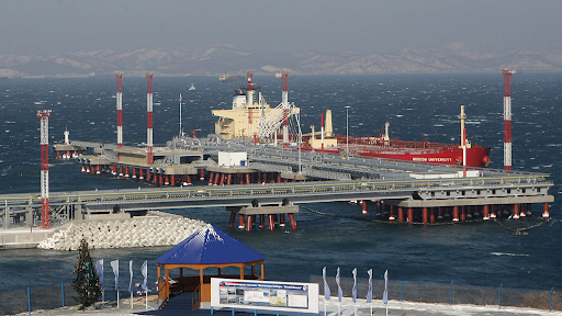 Kozmino Port of Russia situated on the shore of the Sea of ​​Japan.