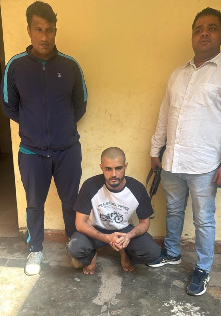 गुरुग्राम में सिंगर फाजिलपुरिया पर फायरिंग केस में गिरफ्तार किया गया आरोपी गगनदीप।