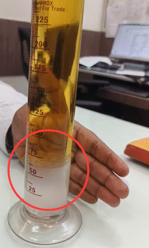 डालने के कुछ देर बाद ही पानी की मात्रा 20 से बढ़कर 75 एमएल पहुंच गई।