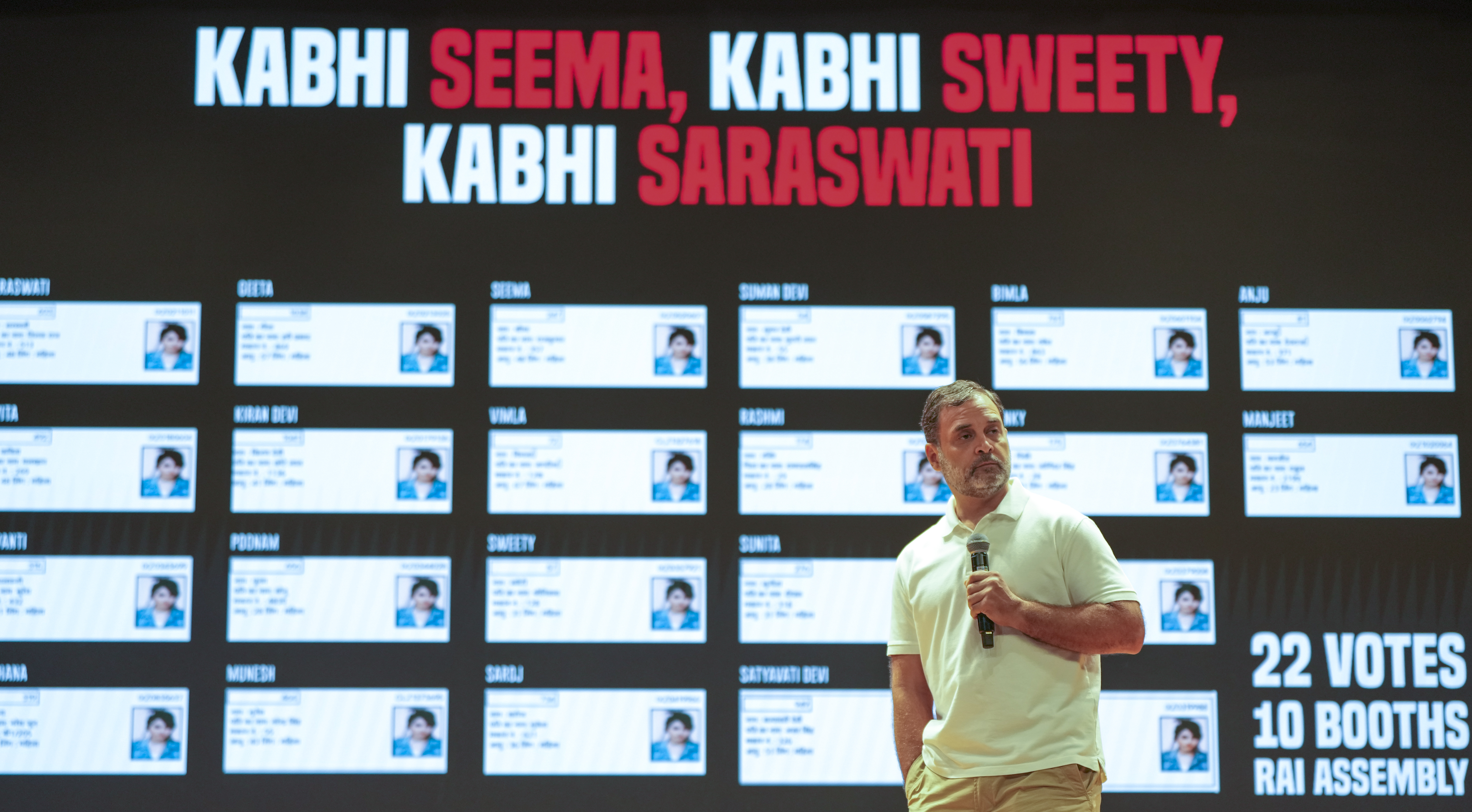 राहुल ने प्रेजेंटेशन में ब्राजीलियन मॉडल की वोटर स्लिप दिखाई।