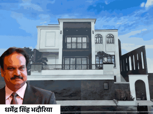 इंदौर की मालवा काउंटी टाउनशिप में भदौरिया का 10 करोड़ कीमत का निर्माणाधीन बंगला।