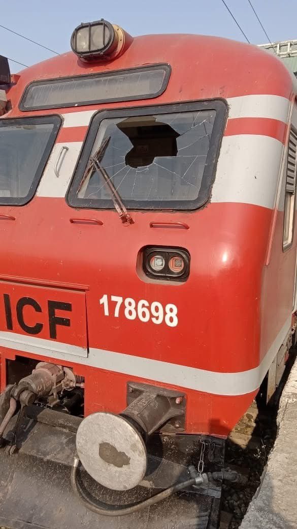 चील के टकराने के बाद विंडस्क्रीन टूट गई।