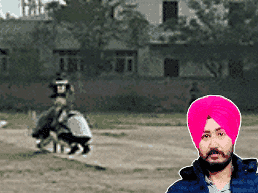 सिक्स मारते ही हरजीत पिच पर मुंह के बल गिर गया था। इनसेट में हरजीत की फाइल फोटो।