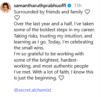 Samantha shared this post on Instagram on Friday.