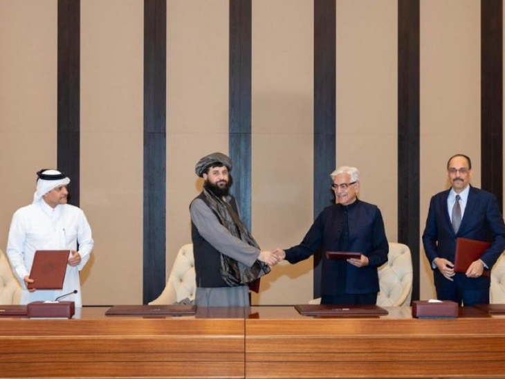 पाकिस्तान और अफगानिस्तान के बीच कतर की राजधानी दोहा में सीजफायर समझौते पर बातचीत हुई थी। तस्वीर 19 अक्टूबर की है। - Dainik Bhaskar