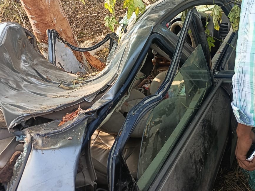 Faridkot accident car collides tree Three died going wedding ceremony