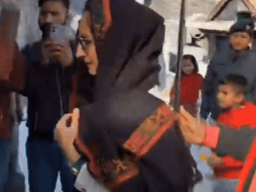 मां हाटेश्वरी के दर्शन करती हुईं रेणुका।