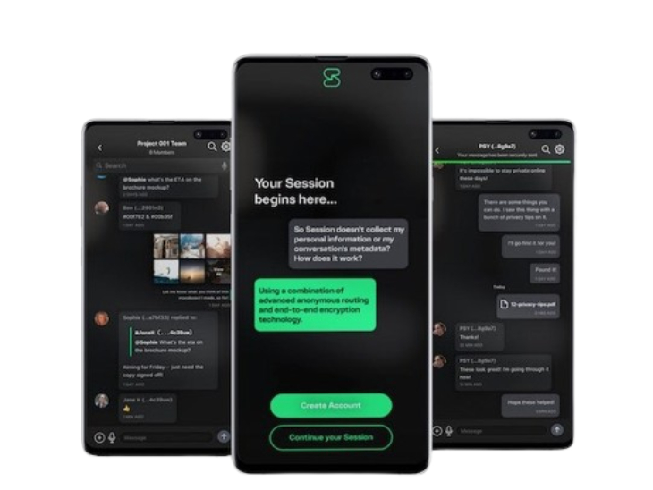 सेशन एक प्राइवेट मैसेंजर एप है जो पूरी तरह डिसेंट्रलाइज्ड है। ये एंड-टू-एंड एन्क्रिप्शन यूज करता है।