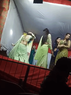 करीब 15 डांसर अश्लील गानों पर थिरक रही हैं।