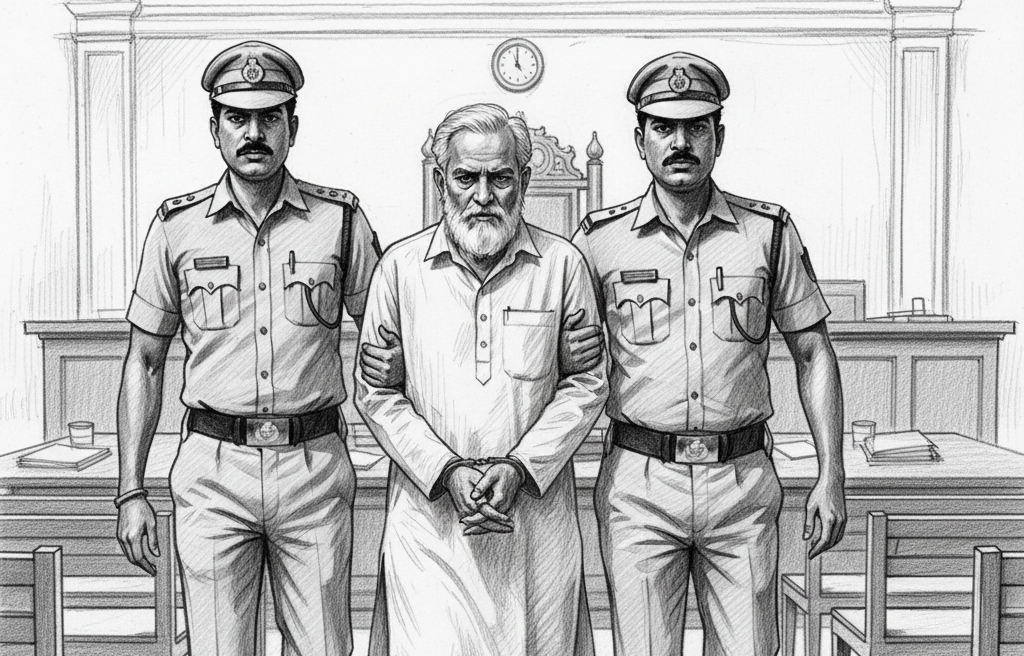 कोर्ट ने गुरु और उसके एक चेले को उम्रकैद की सजा सुनाई। -एआई इमेज