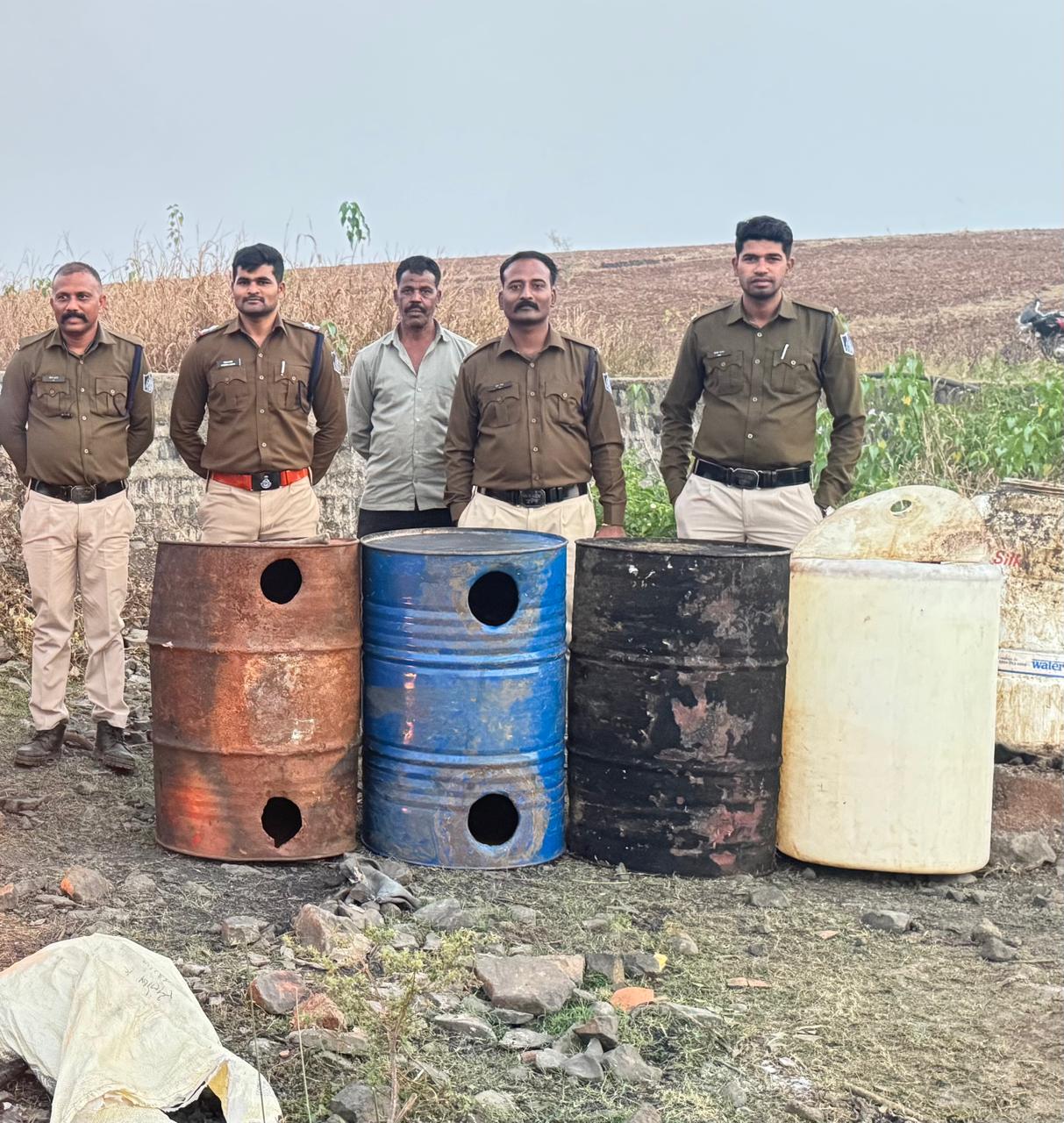 पुलिस ने शराब बनाने का सामान भी जब्त किया।