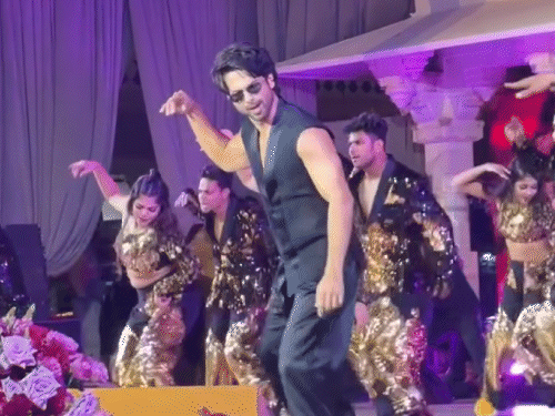 इस रॉयल वेडिंग में बॉलीवुड के 10 से ज्यादा स्टार्स पहुंचे हैं। शुक्रवार के फंक्शन में शाहिद कपूर भी स्टेज पर गेस्ट को एंटरटेन करते नजर आए।