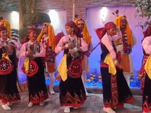 डॉ. आस्था अग्निहोत्री की बेटी की शादी में पारंपरिक वेशभूषा में नाटी डालते हुए।