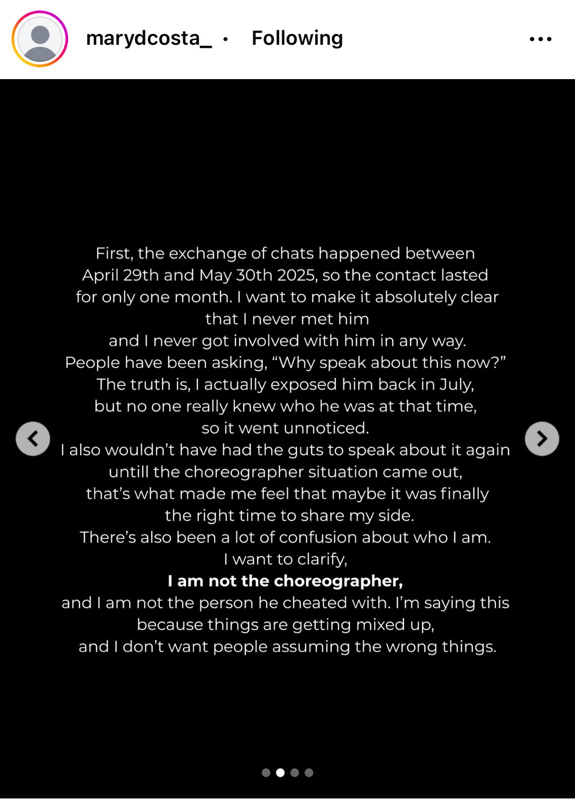 मैरी डि'कोस्टा ने अपनी तरफ से ये बातें क्लीयर की हैं।