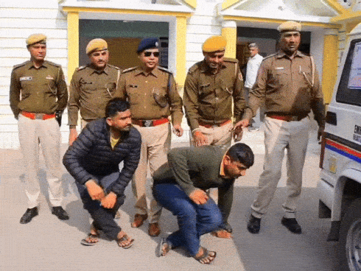 पुलिस गिरफ्त में आरोपी अनिल और घेवरचंद।