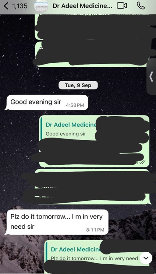 फेमस मेडिकेयर अस्पताल के अधिकारी को सैलरी को लेकर दोबारा मैसेज किया।