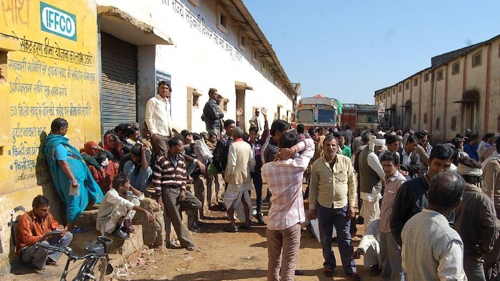 खाद के लिए किसानों की भीड़। (फाइल फोटो)