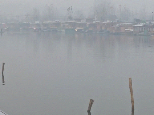 जम्मू-कश्मीर: श्रीनगर में -4.5 डिग्री तापमान के बीच डल झील पर शुक्रवार सुबह कोहरा छाया रहा।