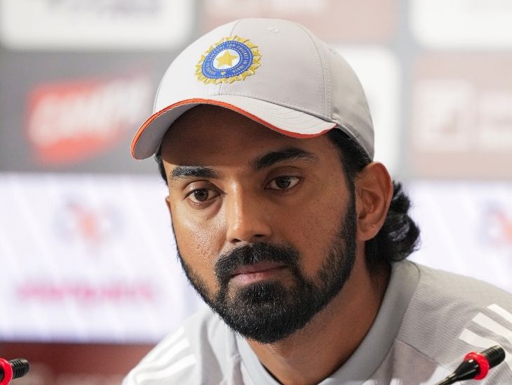 केएल राहुल ने शनिवार को प्रैक्टिस सेशन के बाद प्री-मैच कॉन्फ्रेंस में अटैंड की। - Dainik Bhaskar