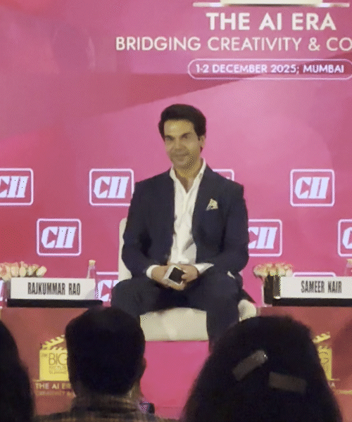 एक्टर राजकुमार राव जुहू में आयोजित CII बिग पिक्चर समिट सेशन में दिखे।