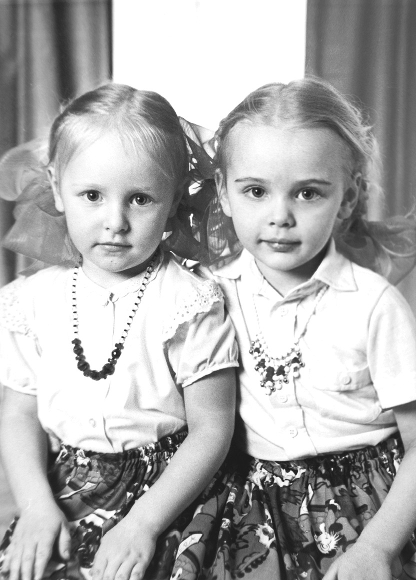 Childhood photo of Putin's two daughters. Putin never mentioned his daughters' names in public nor was ever seen with them.