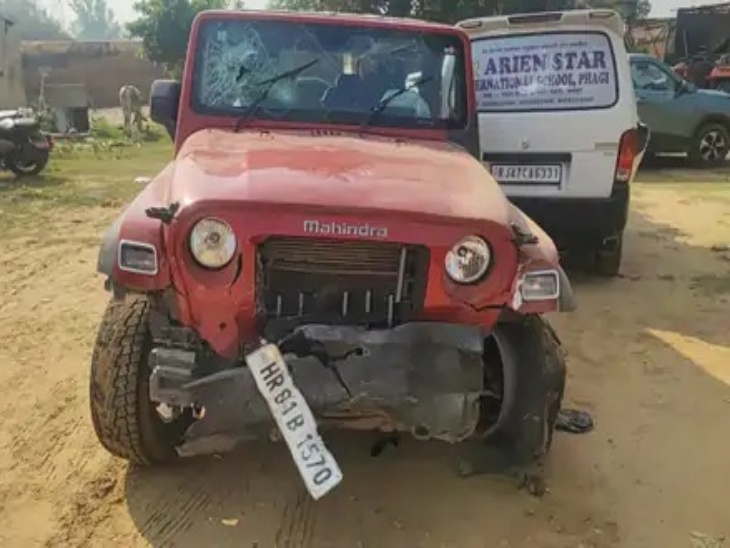 22 नवंबर को भरतपुर में हरियाणा नंबर की इस थार ने ही ईको वैन को टक्कर मारी थी, जिसे पुलिस ने जब्त कर लिया था।