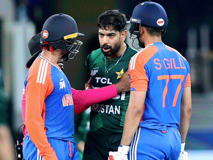 एशिया कप 2025 के सुपर-4 मैच में भारत की पारी के दौरान भारतीय ऑलराउंडर अभिषेक शर्मा और पाकिस्तान के गेंदबाज हारिस रऊफ में बहस हो गई। दोनों मैदान में एक-दूसरे से गुस्से में बात करते नजर आए। जिसके बाद फील्ड अंपायर ने बीच में आकर दोनों को अलग किया और मामला संभाला था।