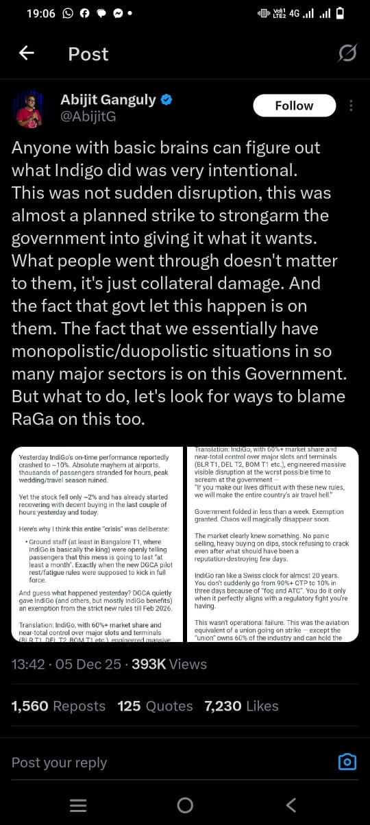 अभिजीत गांगुली का X पर किया पोस्ट।