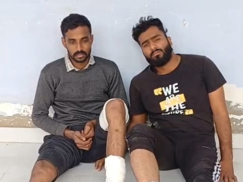 पुलिस गिरफ्त में आरोपी जीवणराम और राजूराम(टी-शर्ट में)