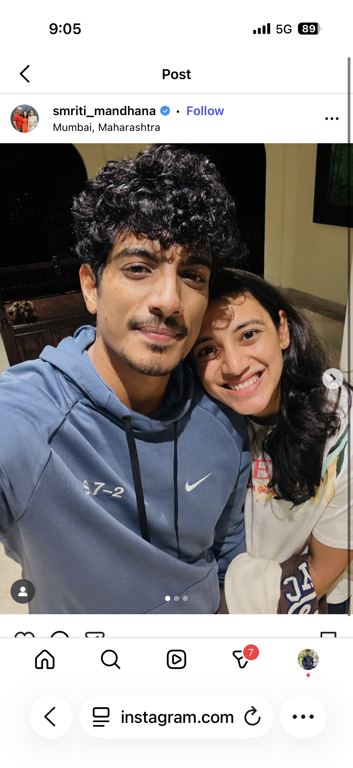 स्मृति ने यह फोटो रविवार को डिलीट किया है।