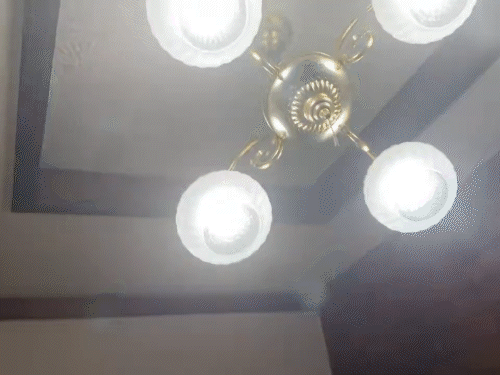 भूकंप के बाद एक घर की झूमर हिलती नजर आई।