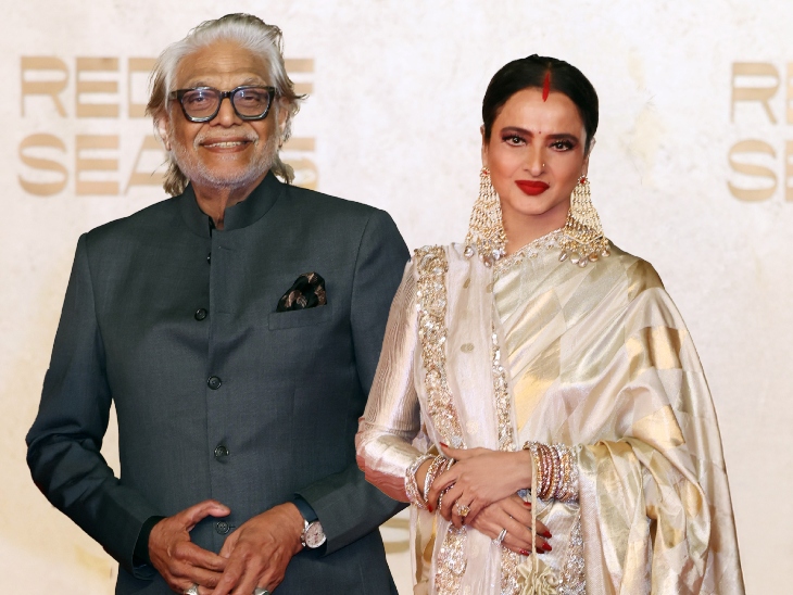 फिल्म उमराव जान के निर्देशक मुजफ्फर अली के साथ अभिनेत्री रेखा।