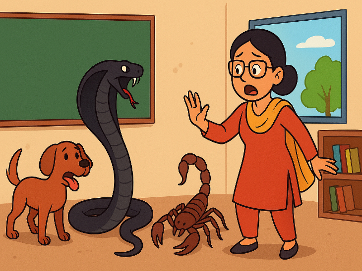 शिक्षकों को स्कूल परिसर के अंदर सांप, बिच्छू और अन्य जहरीले जंतुओं को आने से रोकना होगा। (AI जनरेटेड इमेज)