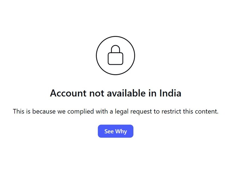 भारत में अमृतबीर के इंस्टा अकाउंट बैन का मैसेज।