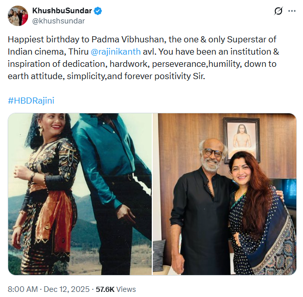 एक्ट्रेस- पॉलिटिशियन खुशबू सुंदर की पोस्ट।