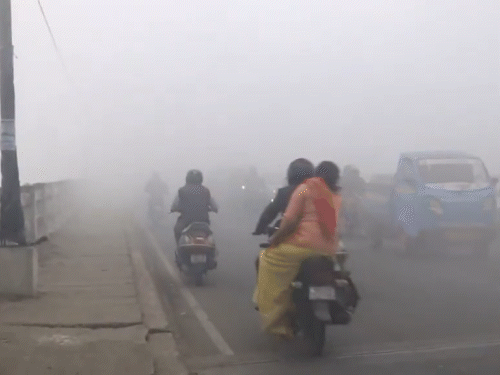यूपी के मुरादाबाद में शुक्रवार को घने कोहरा से सड़कों पर 10 मीटर दूर गाड़ियां भी नहीं दिख रही थीं।