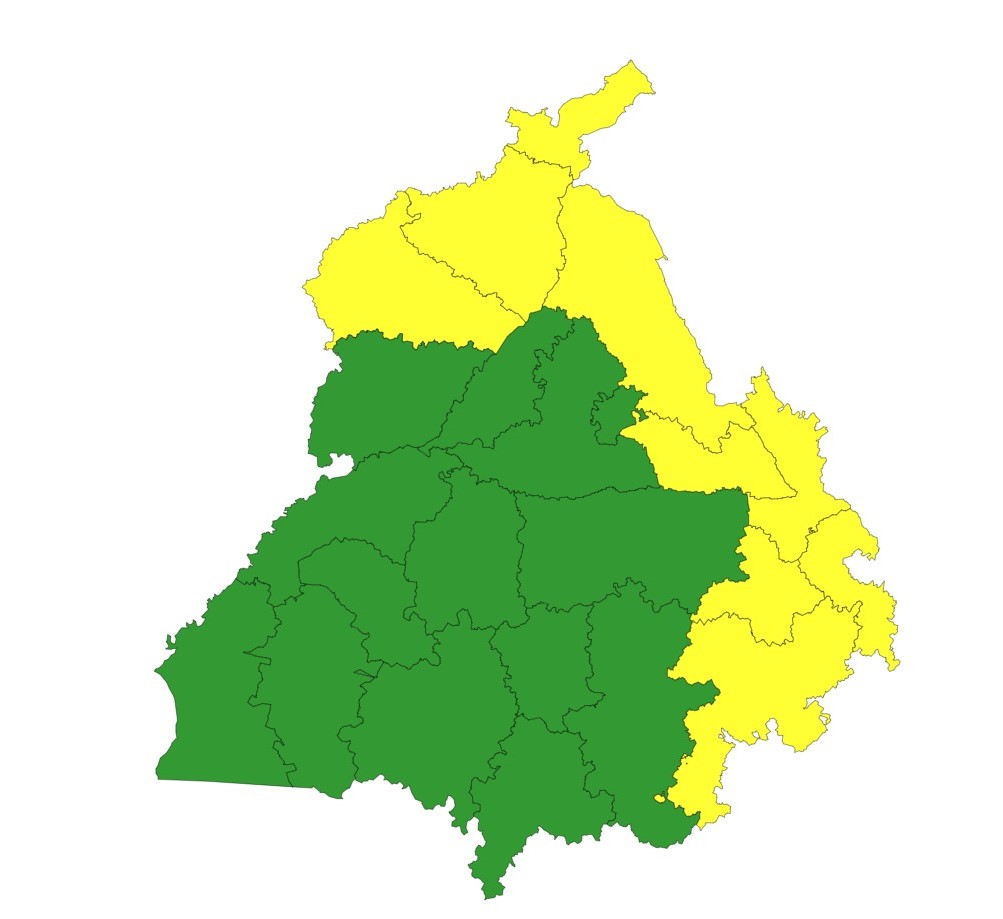 मौसम विभाग की तरफ से पंजाब के ऊपरी एरिया में येलो अलर्ट किया गया है।