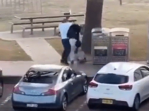 पकड़ने के बाद शख्स ने हमलावर से उसकी बंदूक छीन ली। (वीडियो सोशल मीडिया पर वायरल है।)