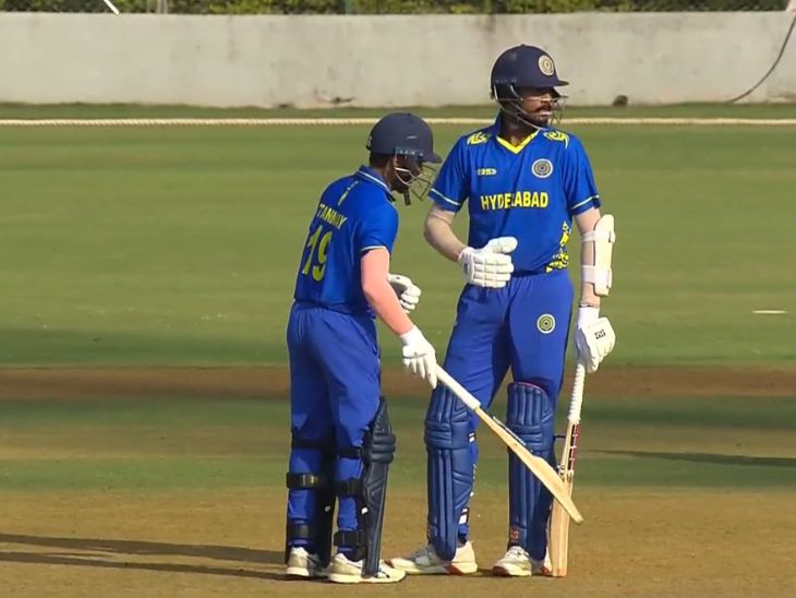 तन्मय अगरवाल और राहुल बुद्धि ने हैदराबाद को जीत दिलाई।