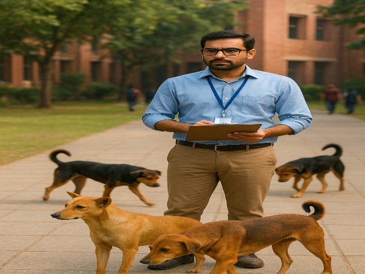 कॉलेज और विश्वविद्यालय में भी आवारा कुत्तों की निगरानी करना होगा (AI जनरेटेड इमेज) - Dainik Bhaskar