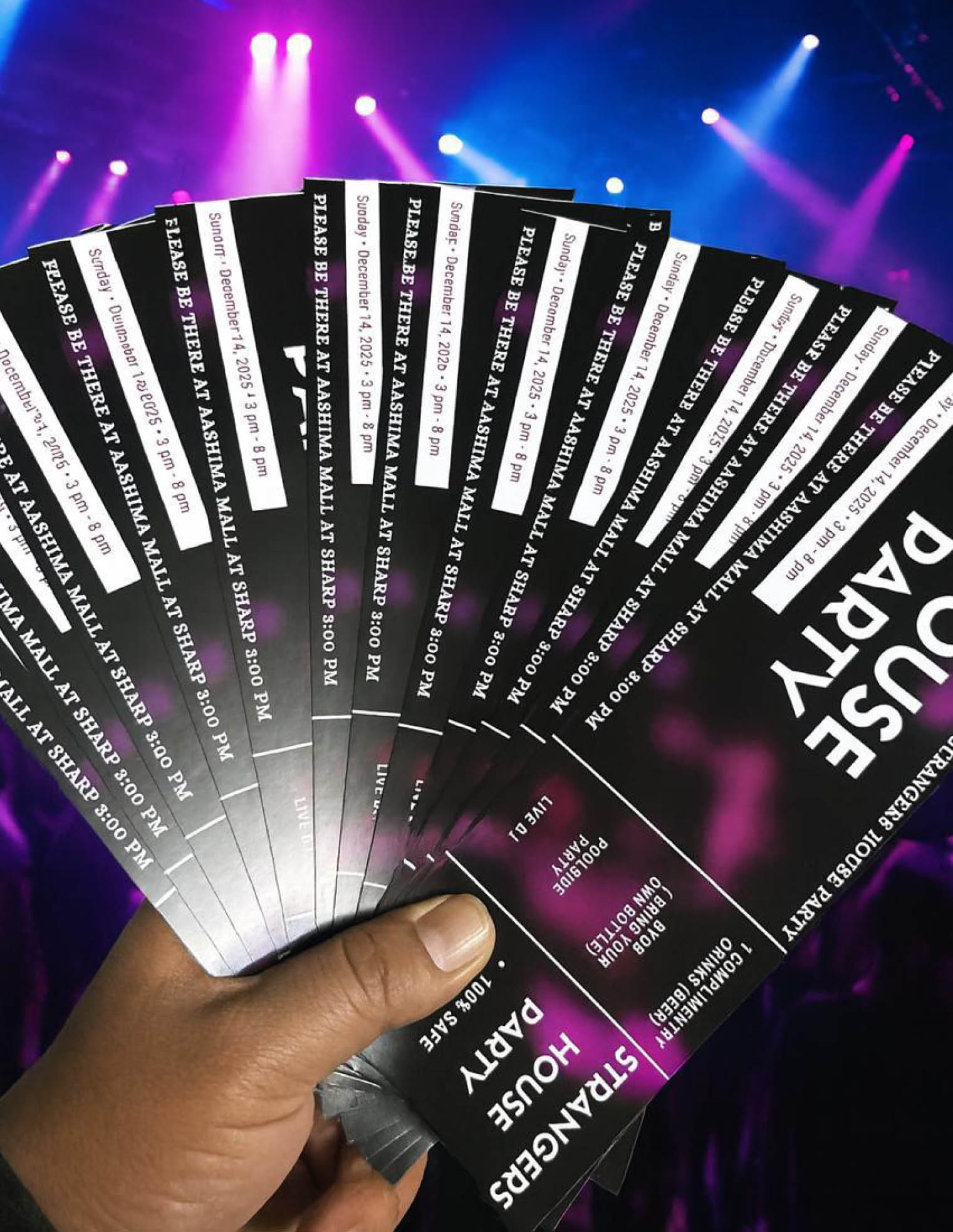 भोपाल हाउस पार्टी के लिए पासेज जो ग्रुप में शेयर किए गए।