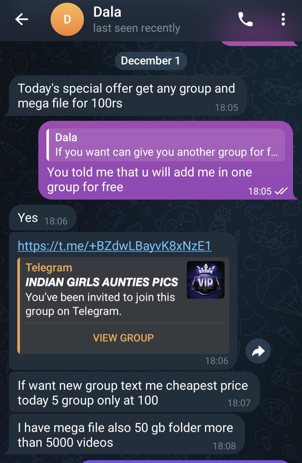 दलाल उज्जवल ने 100 रुपए में 5 ग्रुपों में जोड़ने का दावा किया।